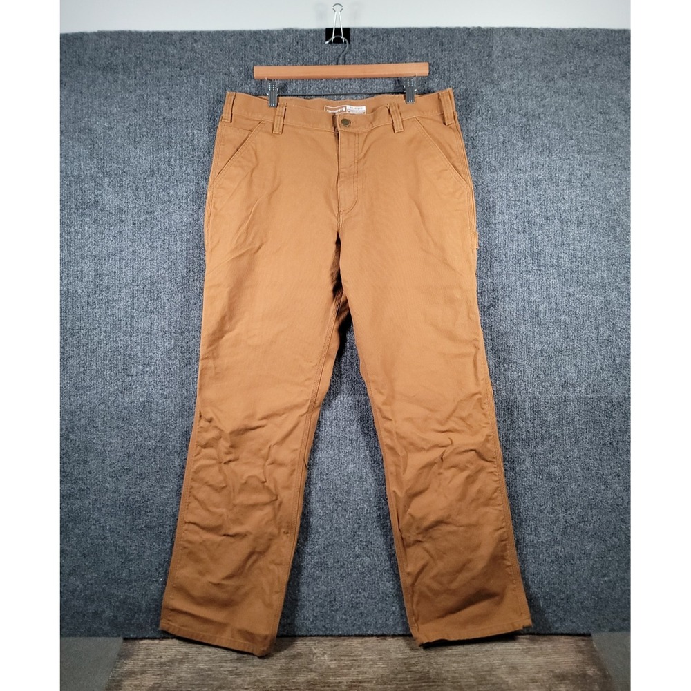 Carhartt Rugged Flex Relaxed Straight Duck Dungaree Pants Brown Mens 36x32 NWOT